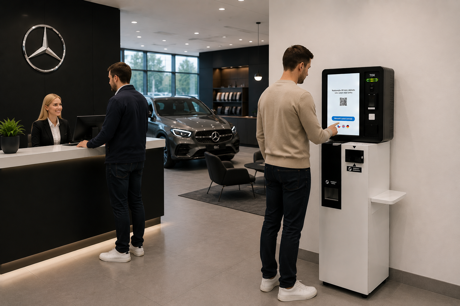 Platební automat Self4Pay od Payment4U v autosalonu Mercedes-Benz